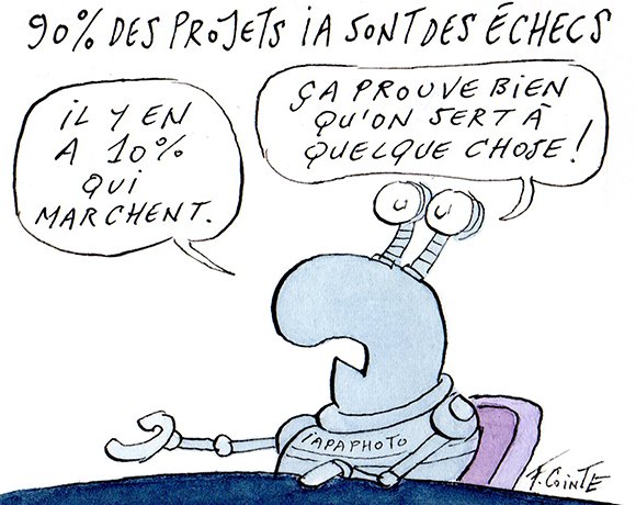 Dessin: IA : 90 % des projets terminent à la poubelle 